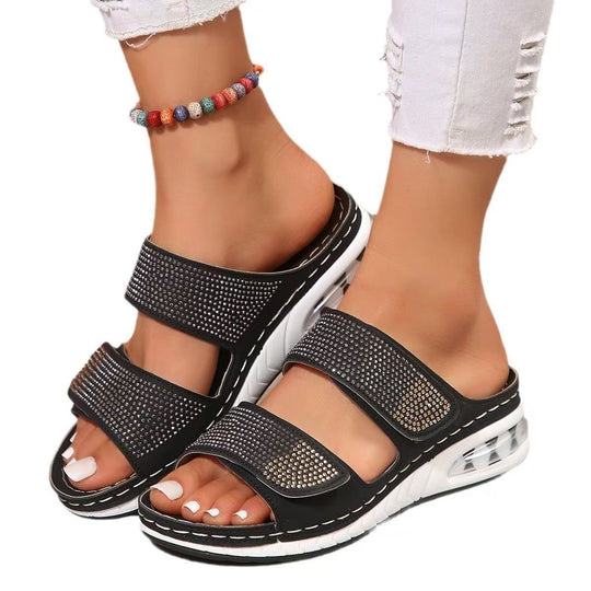 Damen Komfortable Riemchen-Sandalen mit Glitzerakzenten R&B