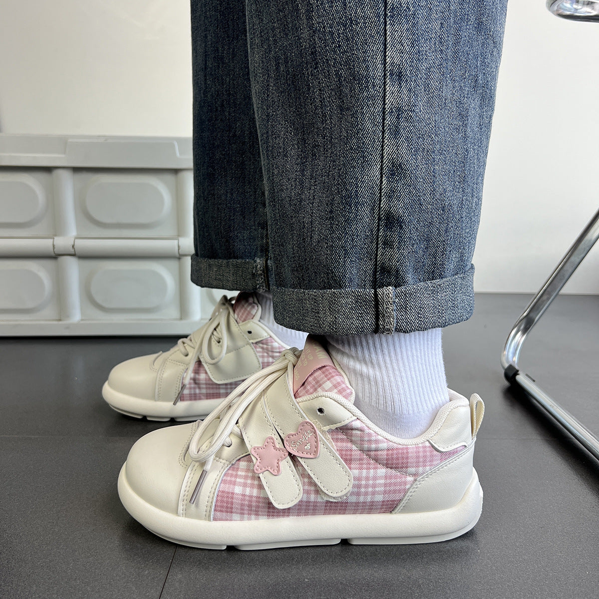 Damen Sportliche Sneaker mit verstellbarem Klettverschluss und kariertem Obermaterial R&B