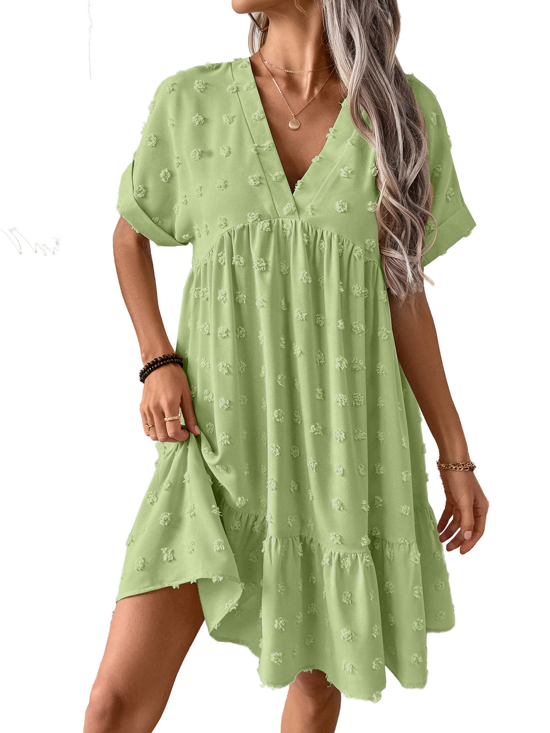 Damen Verspieltes Sommerkleid mit V-Ausschnitt und Rüschensaum R&B