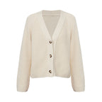 Damen Strickjacke mit großem V-Ausschnitt und Knopfverschluss R&B