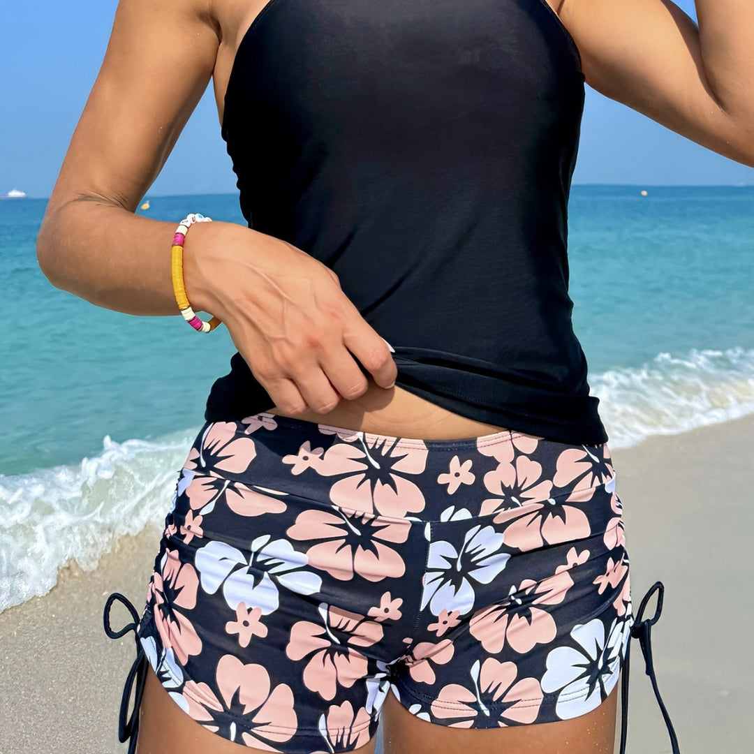 Damen Tankini-Set mit lässigem Oberteil und hoch taillierten Shorts R&B