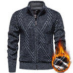 Herren sportliche Strickjacke mit modernem Zopfmuster R&B