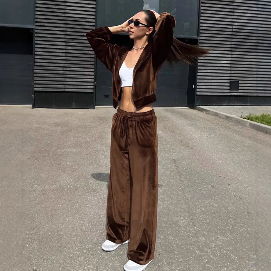 Damen bequemer Sportanzug mit lockerer Passform und Kapuzenjacke R&B