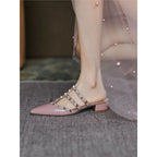 Damen Mules mit dekorativen Riemen und komfortablem Blockabsatz R&B
