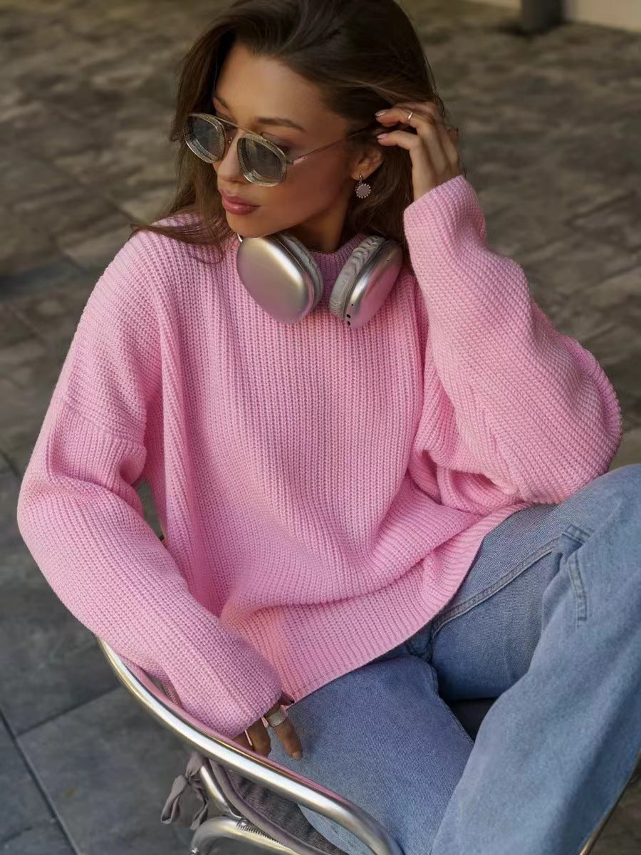 Damen Oversized Strickpullover mit weitem Schnitt und Struktur R&B