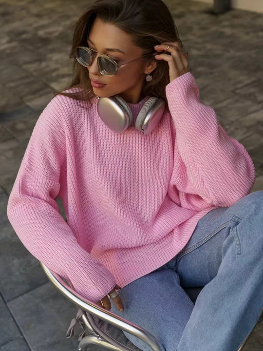 Damen Oversized Strickpullover mit weitem Schnitt und Struktur R&B