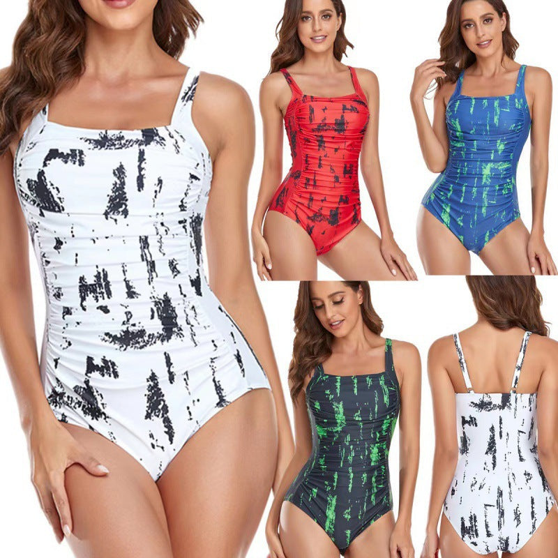 Damen Einteiliger Badeanzug mit elegantem Grafikdesign und bequemen Trägern R&B