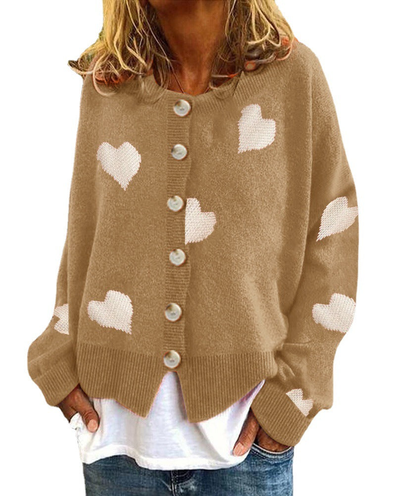 Damen kuschelige Strickjacke mit Herzmotiv R&B