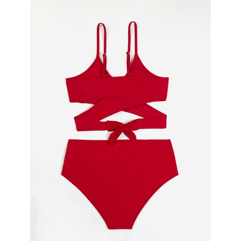 Damen Bikini mit innovativem Wickeldetail und hoher Taille R&B