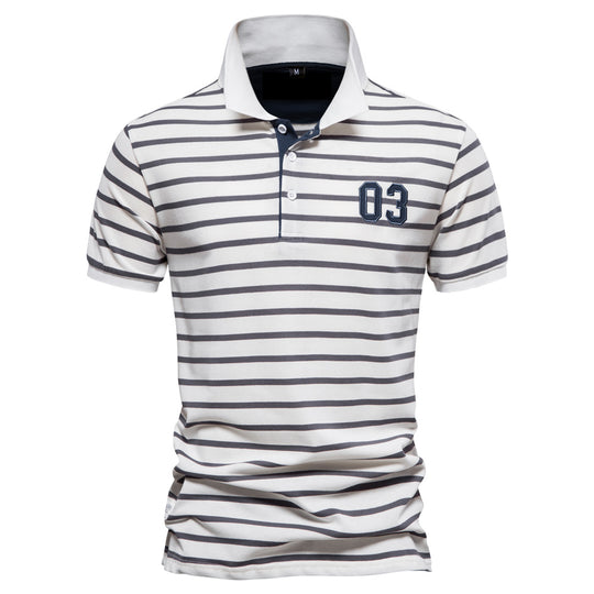Herren Polo-Shirt mit modischem Streifenmuster und bequemem Schnitt R&B