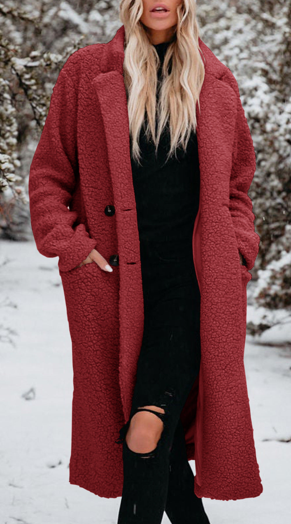 Damen Lange Teddyjacke mit bequemem Schnitt R&B