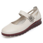 Damen Komfortable Ballerinas mit verstellbarem Riemen und dekorativem Blumenakzent