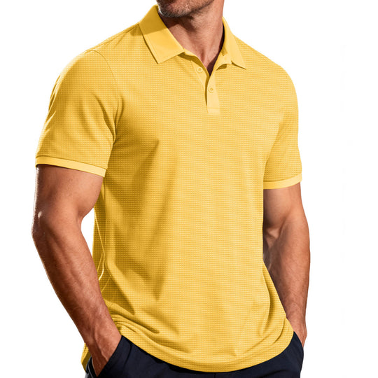 Herren nan strukturiertes Piqué-Kurzarm-Poloshirt mit Hemdkragen R&B