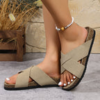 Damen Komfortable Zehentrenner-Sandalen mit geflochtenem Riemen und ergonomischem Fußbett R&B
