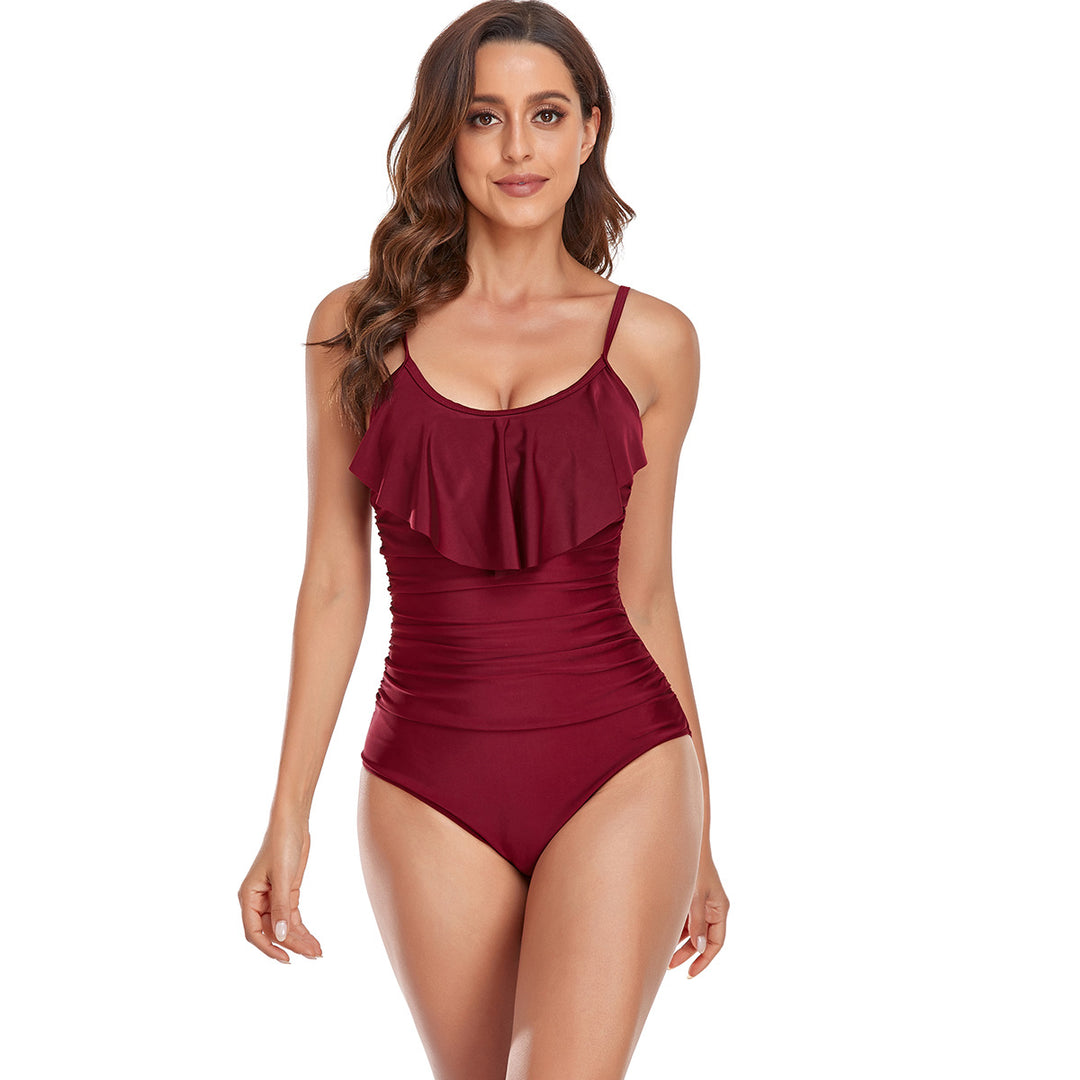 Damen Eleganter Einteiler Badeanzug mit Rüschen und figurformendem Design R&B