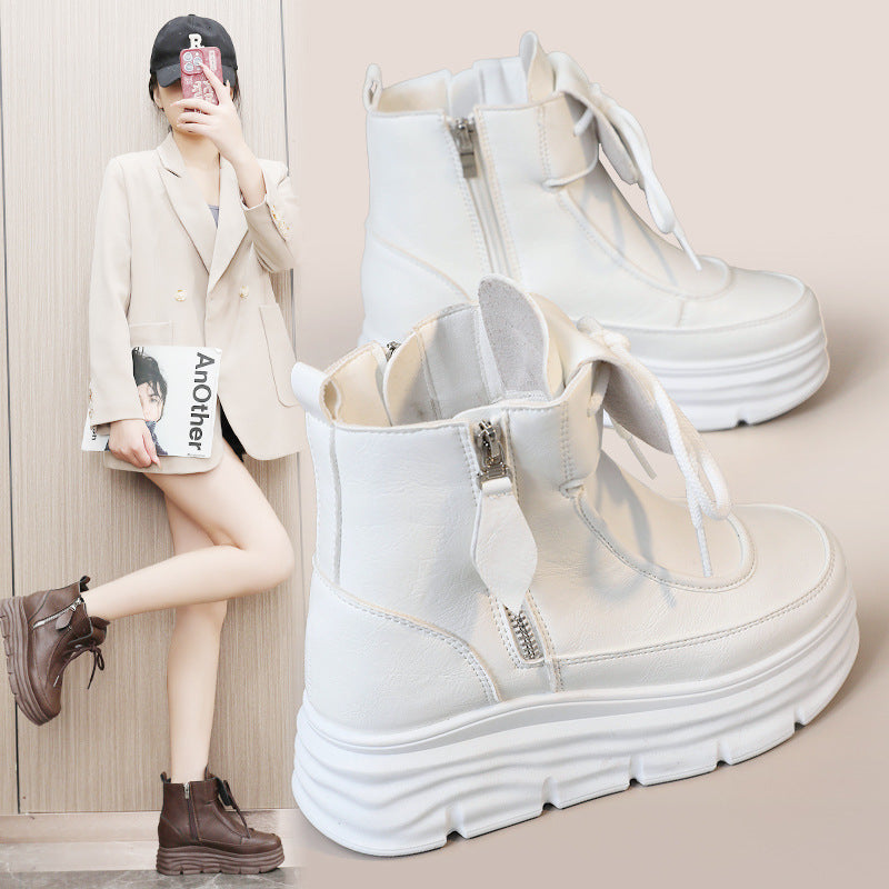 Damen Hohe Plateausneaker mit seitlichem Reißverschluss und komfortablem Innenfutter R&B