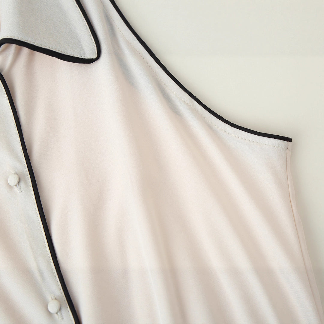Damen Maxikleid mit elegantem Kragen und feinem Knopfdesign R&B