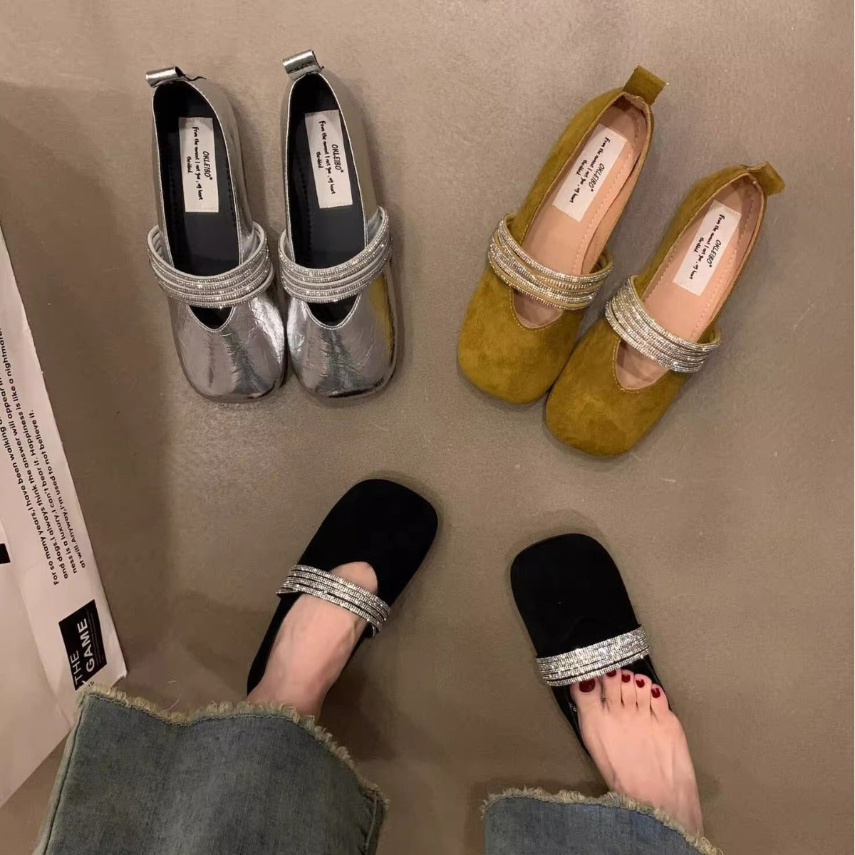 Damen elegante Ballerinas mit modischem Applikationsdetail R&B