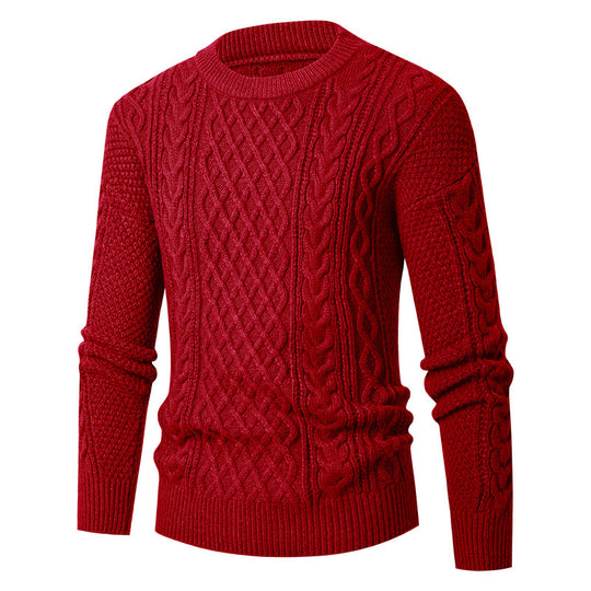 Herren Grobstrickpullover mit modischem Zopfmuster R&B