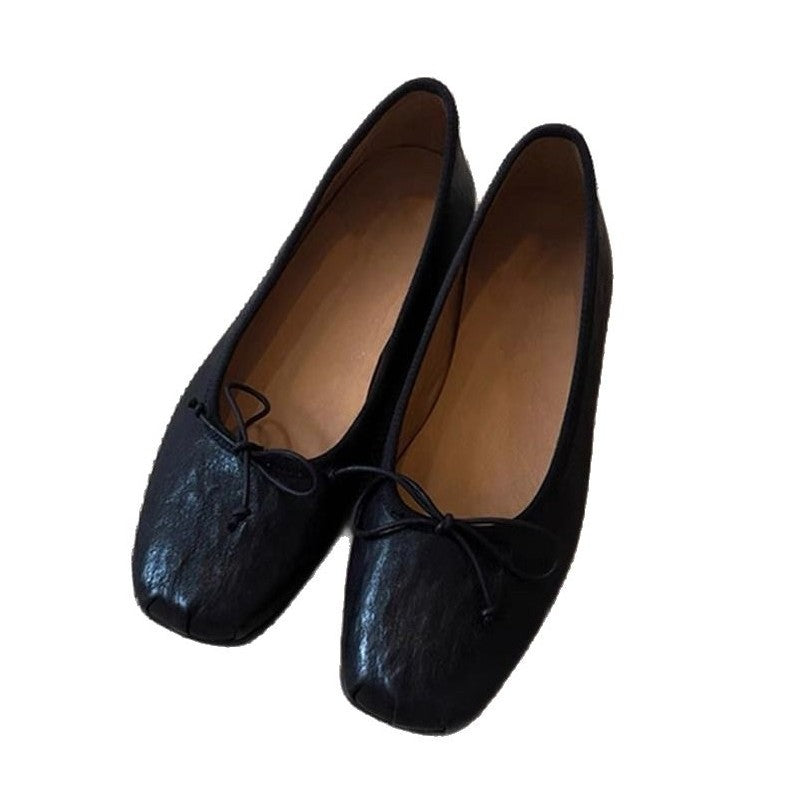 Damen Ballerinas mit eleganter Schleifenverzierung und weichem Leder