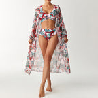 Damen Bikiniset mit farbenfrohem Design und transparenter Strandumhüllung R&B