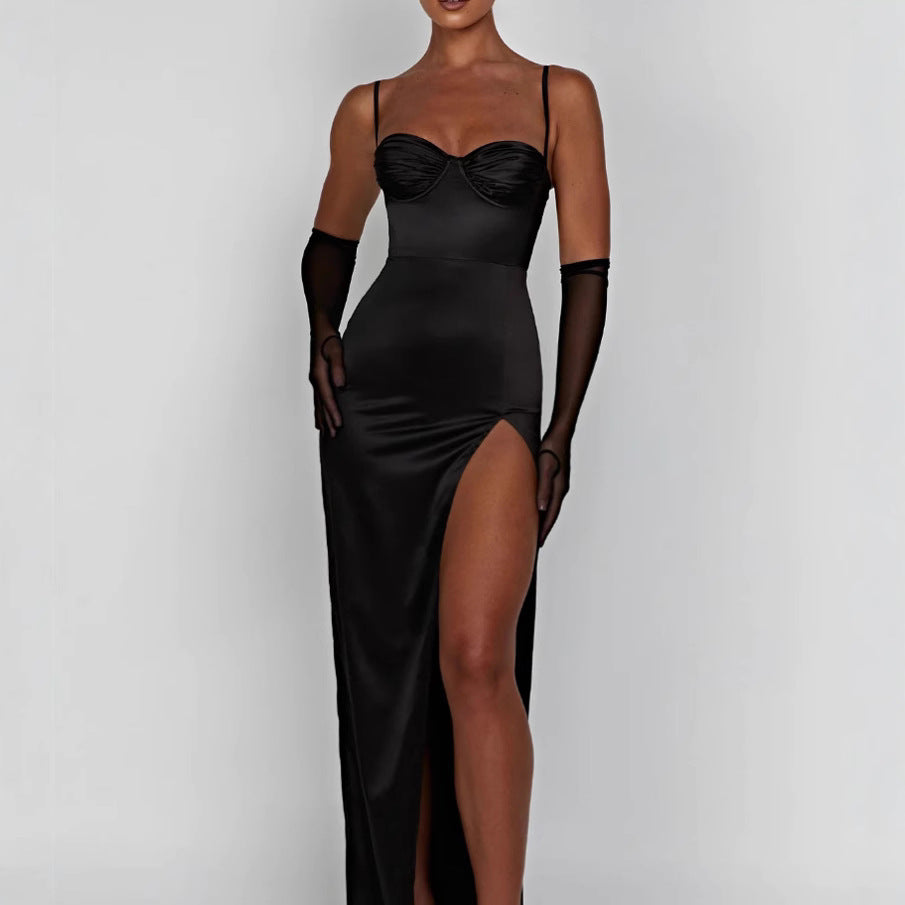 Damen Elegantes Abendkleid mit schmalem Schnitt und tiefem Schlitz R&B