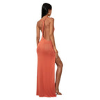 Damen elegantes Maxikleid mit verführerischen Seitenschlitzen R&B
