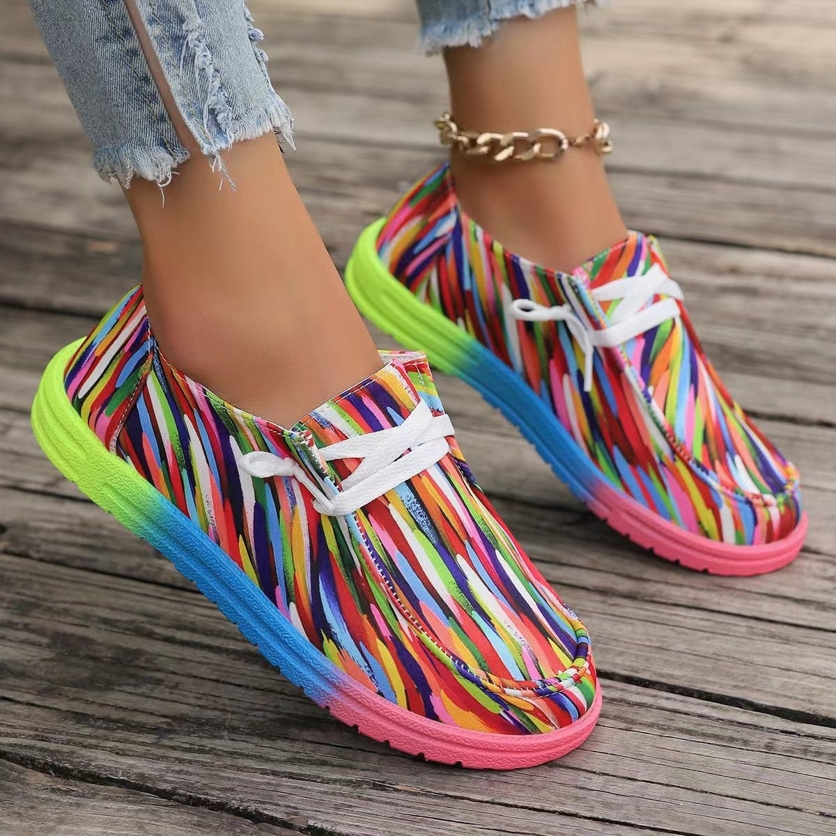 Damen Farbenfrohe Freizeitschuhe mit stylischem Grafikdesign R&B