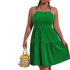 Damen Freizeitkleid mit verführerischem Volant und verstellbaren Spagettiträgern R&B