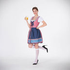 Damen Trachtenkleid mit traditionellem Karomuster und schwingendem Unterrock R&B