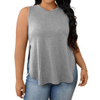 Damen lässiges Tanktop mit seitlichen Schlitzen und modischem Schnitt R&B