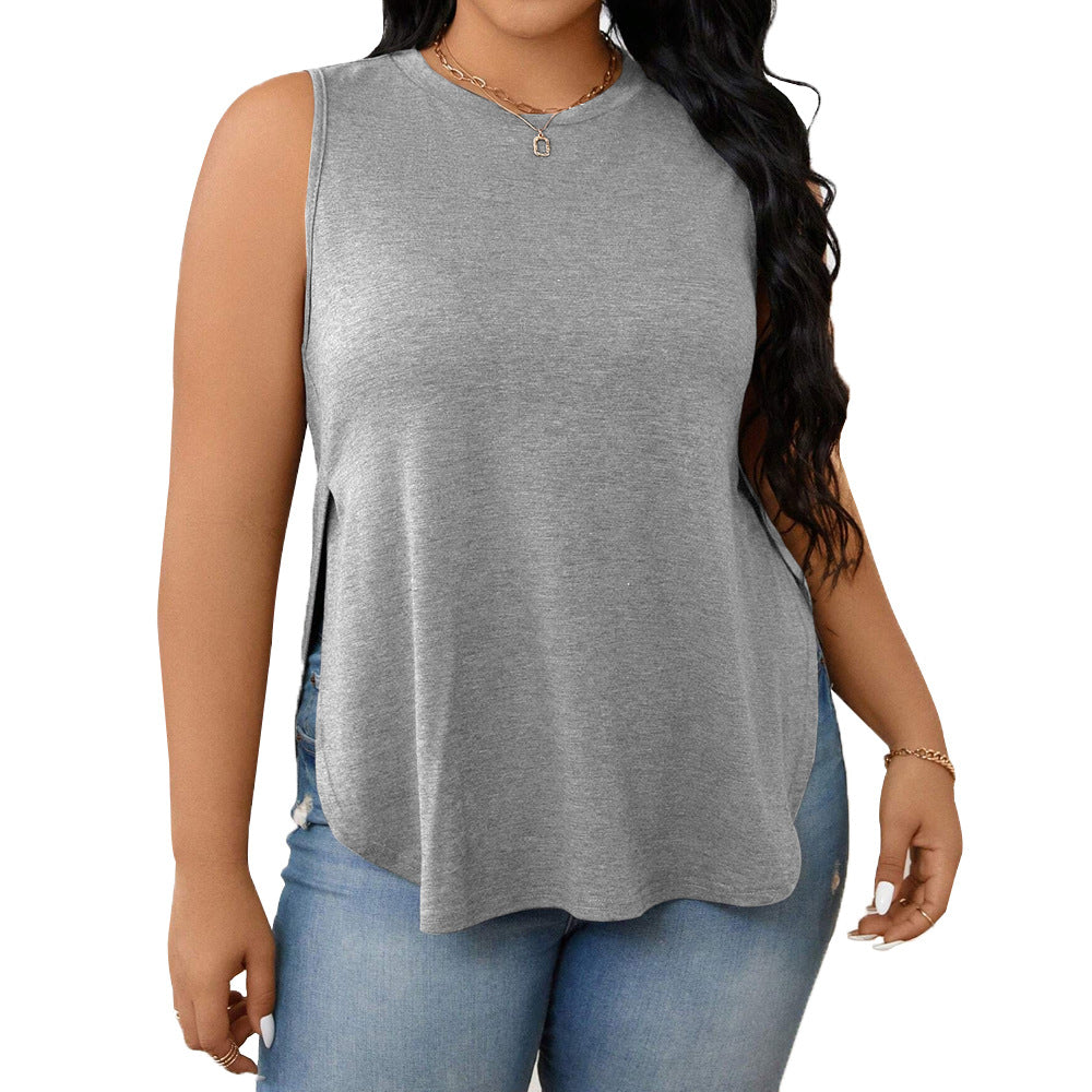 Damen lässiges Tanktop mit seitlichen Schlitzen und modischem Schnitt R&B