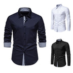 Herren Langarmhemd mit modernem Kontrastdesign R&B
