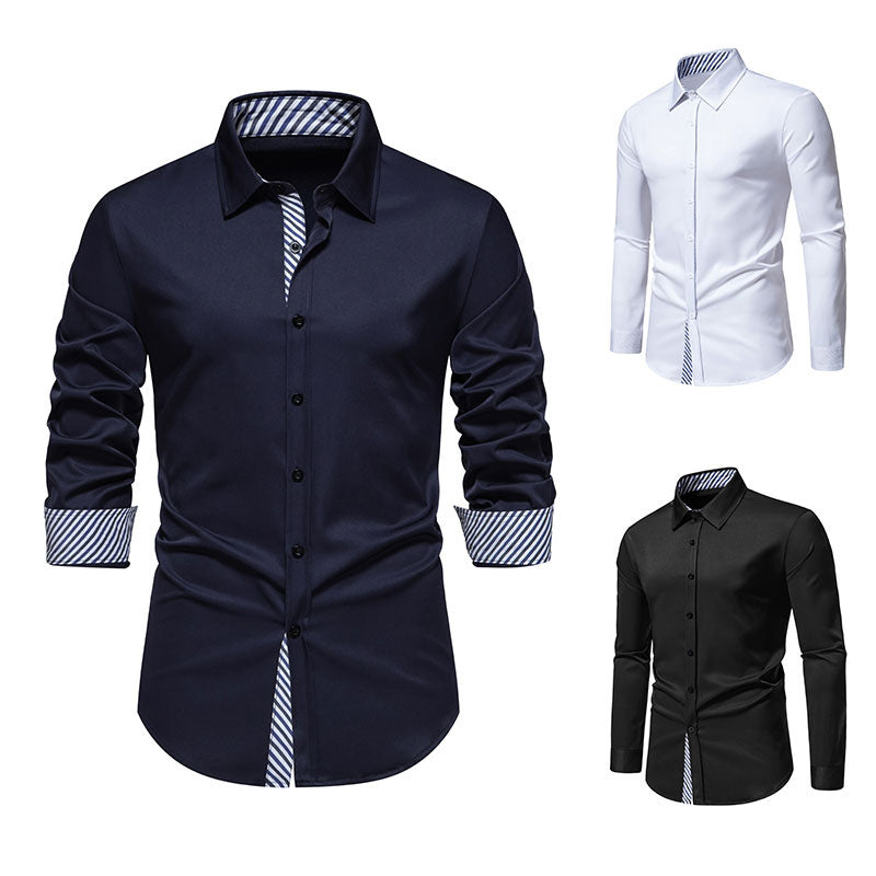 Herren Langarmhemd mit modernem Kontrastdesign R&B