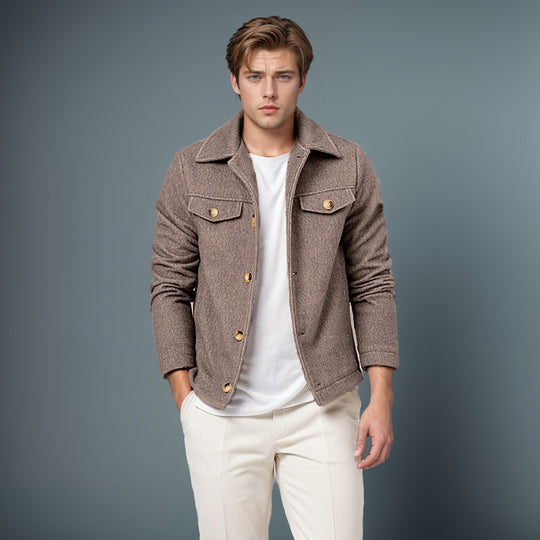 Herren Trendige Boucle-Jacke R&B