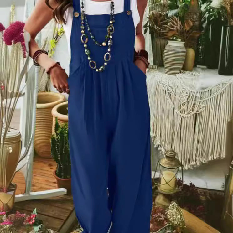 Damen Lässiger Jumpsuit mit praktischem Taschendesign und weiten Beinen R&B