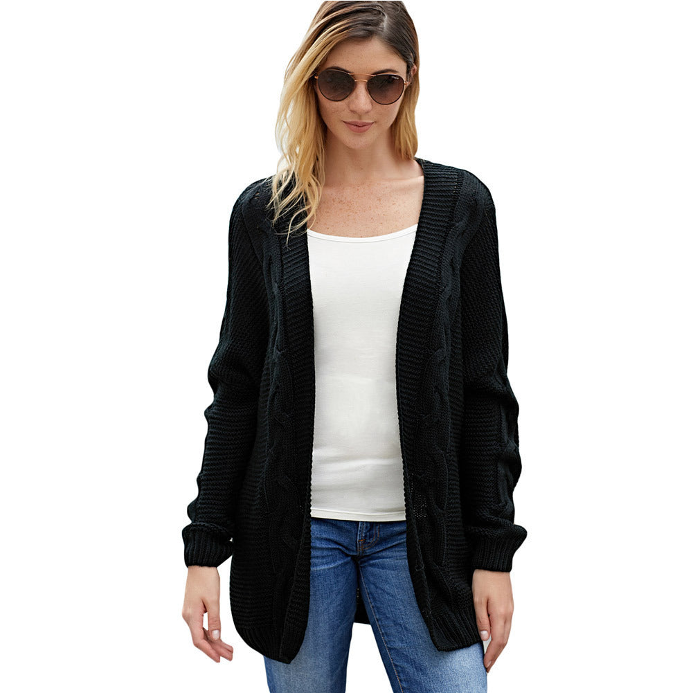 Damen Grobstrickcardigan mit kreativen Zopfmustern und lässigem Schnitt R&B