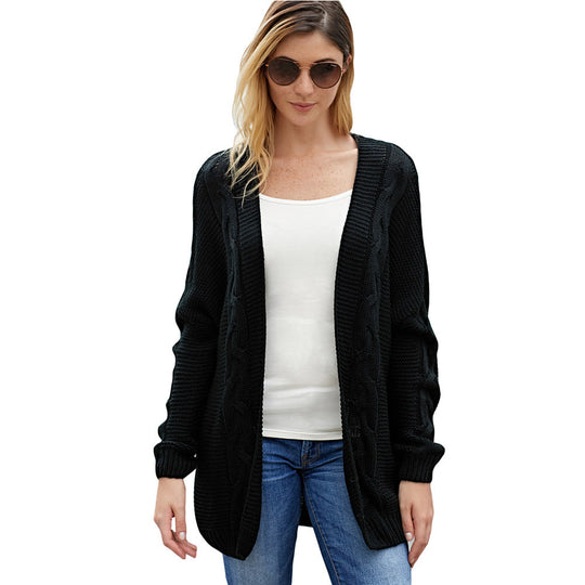 Damen Grobstrickcardigan mit kreativen Zopfmustern und lässigem Schnitt R&B
