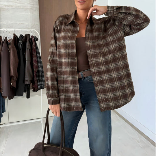 Damen Karierte Oversized-Hemd R&B