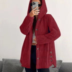 Damen Kuschelige Kapuzenjacke mit Knopfdetails R&B