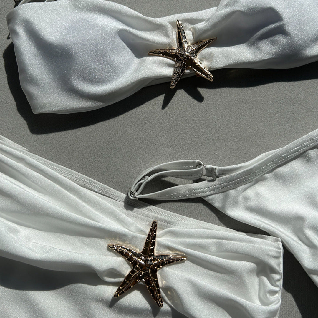 Damen Bikini-Set mit Röckchen und schimmerndem Muschel-Detail R&B
