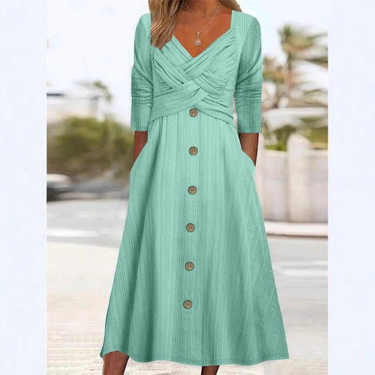 Damen Wickelmaxikleid mit gefalteter Oberteilgestaltung und praktischen Taschen R&B