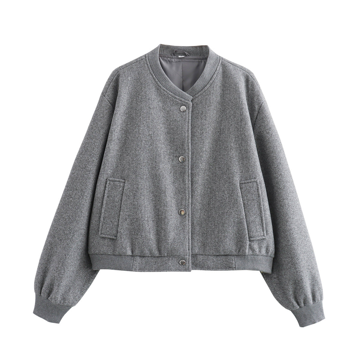 Damen lässige Oversize-Jacke mit Knopfverschluss R&B
