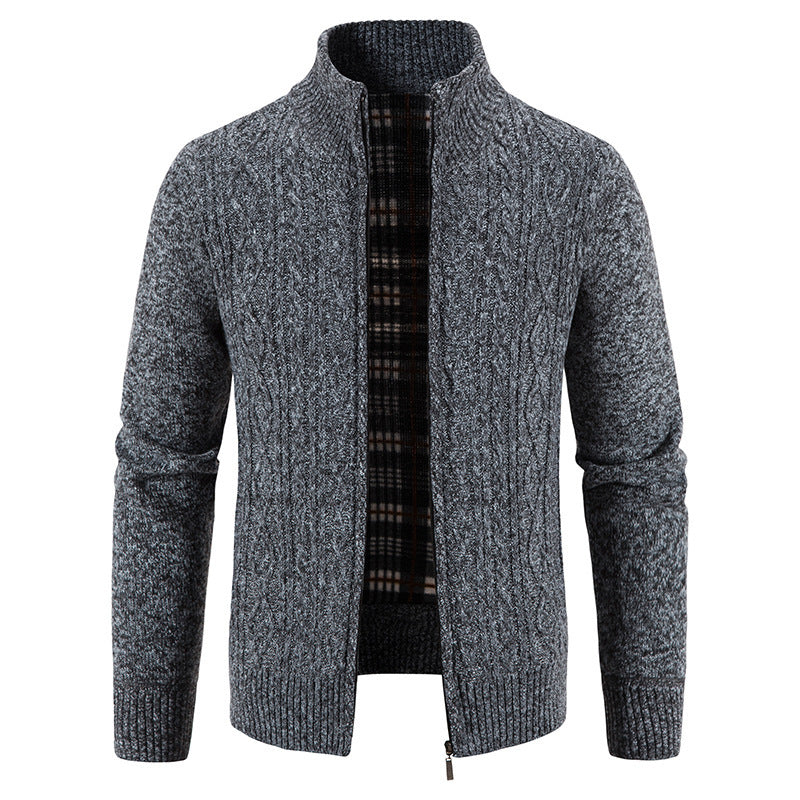 Herren Strickjacke mit hochschließendem Kragen und strukturiertem Design R&B