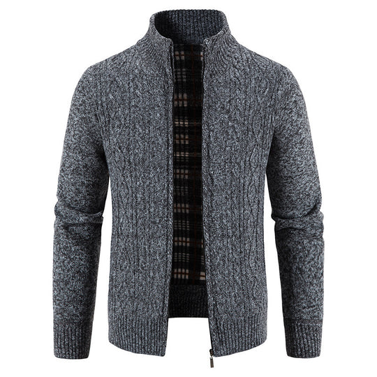 Herren Strickjacke mit hochschließendem Kragen und strukturiertem Design R&B