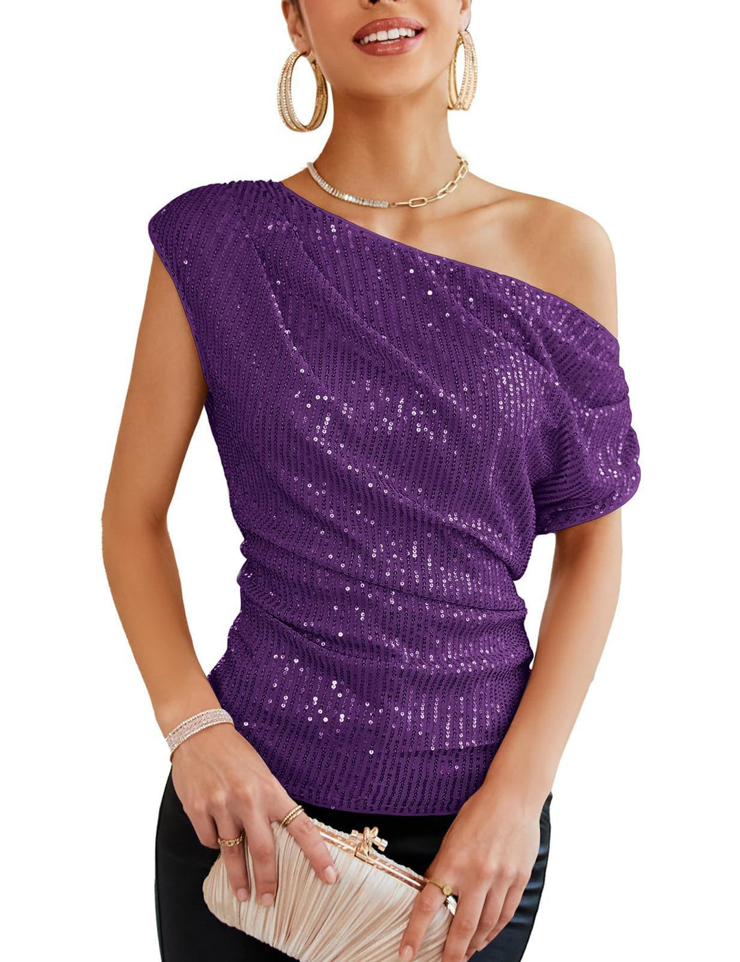 Damen schulterfreies Glamour-Shirt R&B