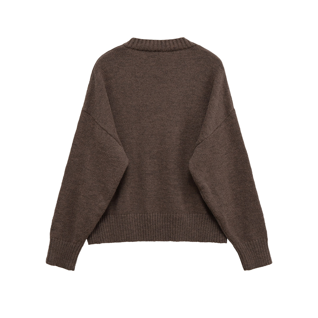 Damen V-Ausschnitt Strickpullover mit lässigem Schnitt R&B