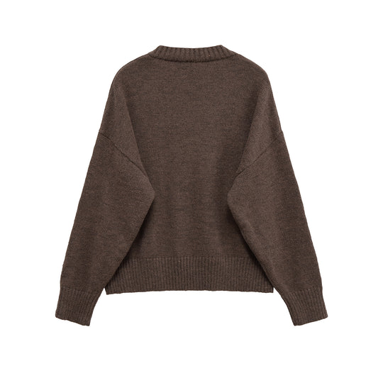 Damen V-Ausschnitt Strickpullover mit lässigem Schnitt R&B