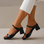 Damen Komfortable Slingback Sandalen mit quadratischer Zehenpartie und blockartigem Absatz
