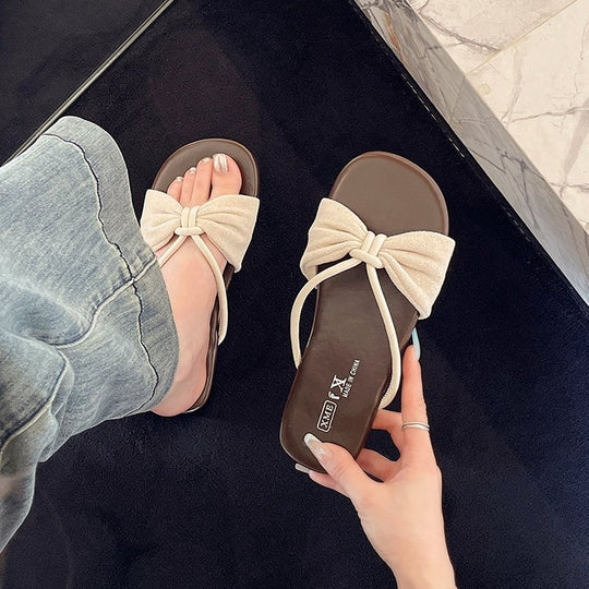 Damen elegante Riemchen-Sandalen mit großem Schleifenakzent R&B
